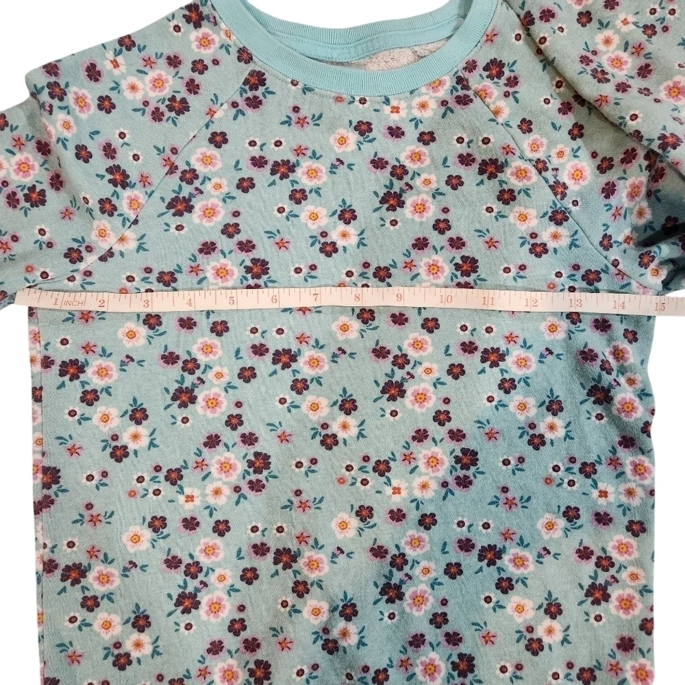 Athletic Works Girl Floral Printed Lightweight Long Sleeve Sweatshirt Size M 7-8